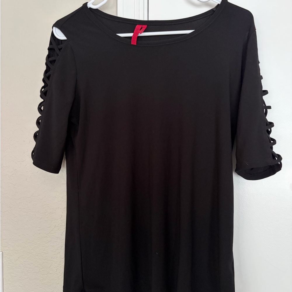 Black Women's Top with Cutout Sleeves